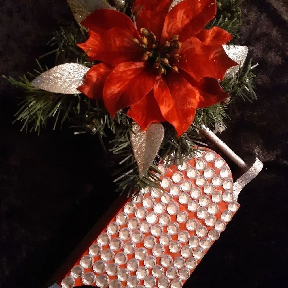2 PIECE HOLIDAY BLING Poinsettia&Sled